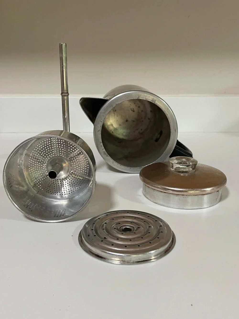 Vintage Mid Century Grant Maid Aluminum 9 Cup Coffee Stovetop Percolator